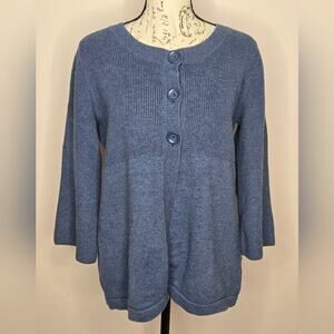 Jones New York Sport Blue Knit Sweater Button Front Size Large